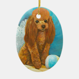 Red Poodle Puppy Portret Ornament