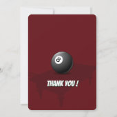 Red Pool Table Billiards Snooker Birthday Party Kaart (Achterkant)