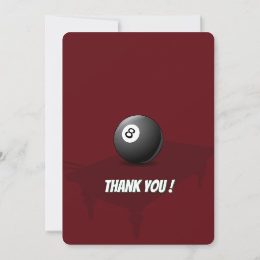 Red Pool Table Billiards Snooker Birthday Party Kaart (Achterkant)