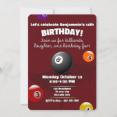 Red Pool Table Billiards Snooker Birthday Party Kaart (Voorkant)