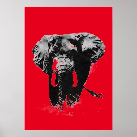 Red Pop Art Elephant Poster (Voorkant)