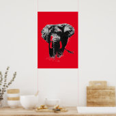 Red Pop Art Elephant Poster (Keuken)