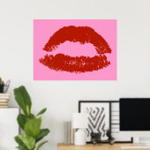 Red Pop Art Lips Poster (Thuiskantoor)