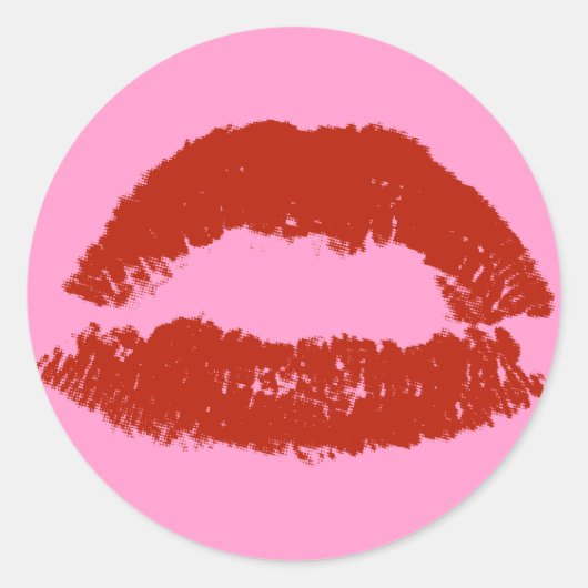 Red Pop Art Lips Ronde Sticker (Voorkant)