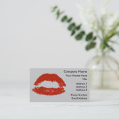 Red Pop Art Lips Visitekaartje (Staand voorkant)
