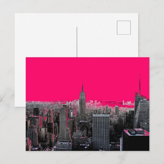 Red Pop Art New York City Briefkaart (Voorkant / Achterkant)