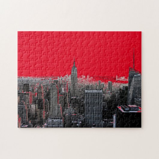 Red Pop Art New York City Manhattan Legpuzzel (Horizontaal)