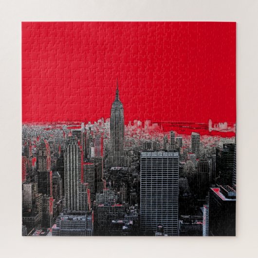 Red Pop Art New York City Manhattan Legpuzzel (Verticaal)