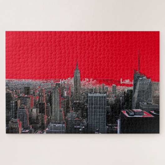 Red Pop Art New York City Manhattan Legpuzzel (Horizontaal)