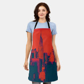 Red Pop Art New York City Night Schort (Gedragen)