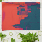 Red Pop Art New York City Night Theedoek (Gevouwen)