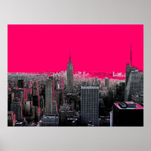 Red Pop Art New York City Poster Print (Voorkant)