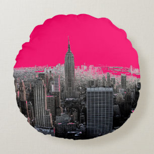 Red Pop Art New York City Rond Kussen