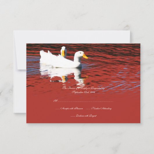 Red Pop Art Pekin Ducks Wedding Invitation RSVP (Voorkant)