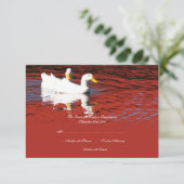 Red Pop Art Pekin Ducks Wedding Invitation RSVP (Staand voorkant)