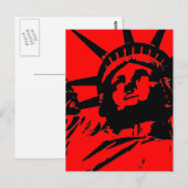 Red Pop Art Vrijheidsbeeld Briefkaart (Voorkant / Achterkant)