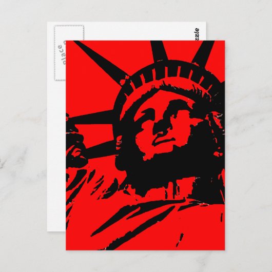 Red Pop Art Vrijheidsbeeld Briefkaart (Voorkant / Achterkant)