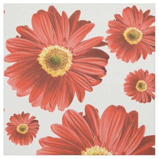 Red Pop Daisy Pattern Stof (Swatch)