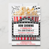 Red Popcorn Movie Night Party Invitation Kaart (Voorkant)