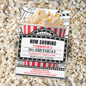 Red Popcorn Movie Night Party Invitation Kaart
