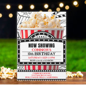 Red Popcorn Movie Night Party Invitation Kaart