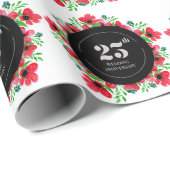 Red Poppies 25ste bruiloft Jubileum Cadeaupapier (Rol Hoek)