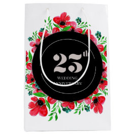 Red Poppies 25ste bruiloft Jubileum Medium Cadeauzakje