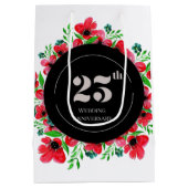 Red Poppies 25ste bruiloft Jubileum Medium Cadeauzakje (Achterkant)