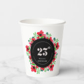 Red Poppies 25ste bruiloft Jubileum Papieren Bekers (Achterkant)