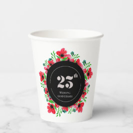 Red Poppies 25ste bruiloft Jubileum Papieren Bekers
