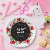 Red Poppies 25ste bruiloft Jubileum Papieren Bordje (Feest)