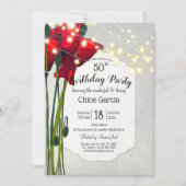 Red Poppies 50th Birthday Party | Grijs Kaart (Voorkant)
