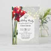 Red Poppies 50th Birthday Party | Grijs Kaart (Staand voorkant)