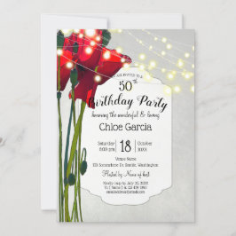 Red Poppies 50th Birthday Party | Grijs Kaart