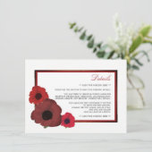 Red Poppies and Burlap Wedding Detail Informatiekaartje (Staand voorkant)