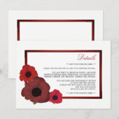 Red Poppies and Burlap Wedding Detail Informatiekaartje (Voorkant / Achterkant)
