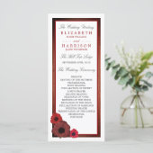 Red Poppies and Burlap Wedding Programme Programmakaart (Staand voorkant)