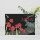 RED POPPIES Bat Mitzvah Wizard of Oz Invitation Kaart (Staand voorkant)