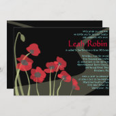 RED POPPIES Bat Mitzvah Wizard of Oz Invitation Kaart (Voorkant / Achterkant)