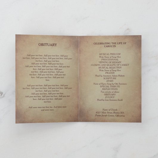 Red Poppies begrafenisprogramma Programma (Binnen)