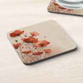 Red poppies.  bier onderzetter (Linkerzijde)