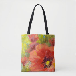 Red Poppies Big met Gele Groenen Tote Bag