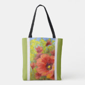 Red Poppies Big met Gele Groenen Tote Bag (Achterkant)