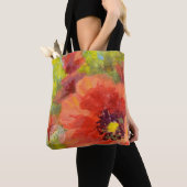 Red Poppies Big met Gele Groenen Tote Bag (Dichtbij)