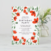 Red Poppies Birthday Kaart (Staand voorkant)