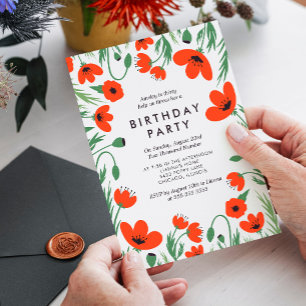 Red Poppies Birthday Kaart