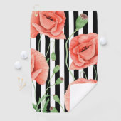 Red Poppies Black Stripes Chic Golfhanddoek (Insitu)