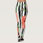 Red Poppies Black Stripes Chic Leggings (Achterkant)