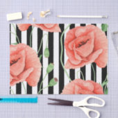 Red Poppies Black Stripes Chic Tissuepapier (Craft)