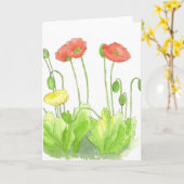 Red Poppies Blank Note Kaart Waterverf Wildflower (Gele Bloem)